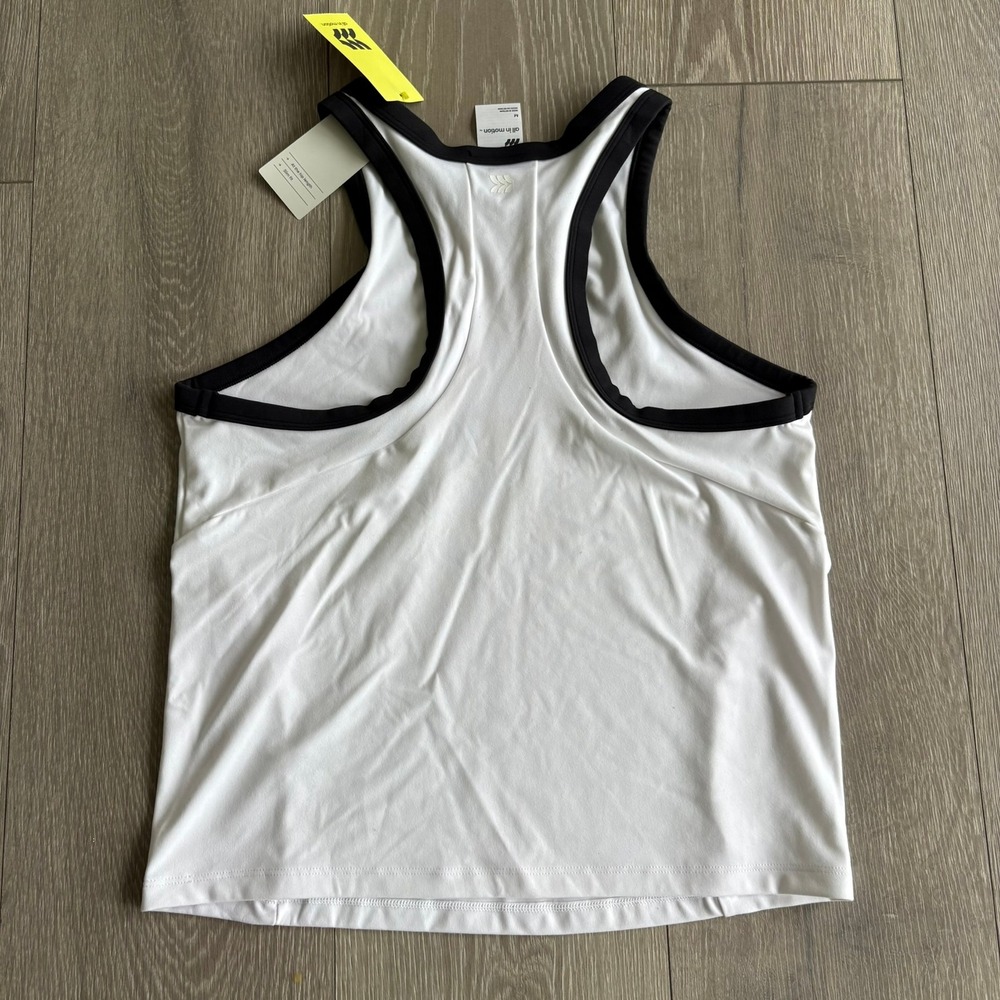 All in Motion Womens High Neck Tank Top White Black Trim Athletic Medium NEW - Picture 10 of 16